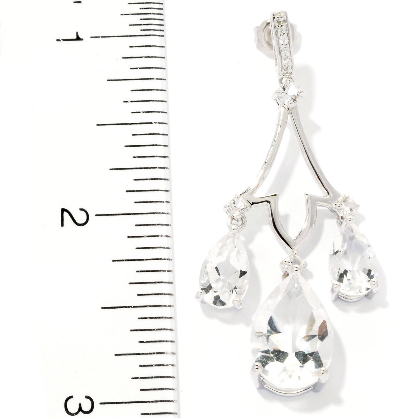 Pinctore Sterling Silver 29.20ctw White CZ Chandelier Earring 2.00'L