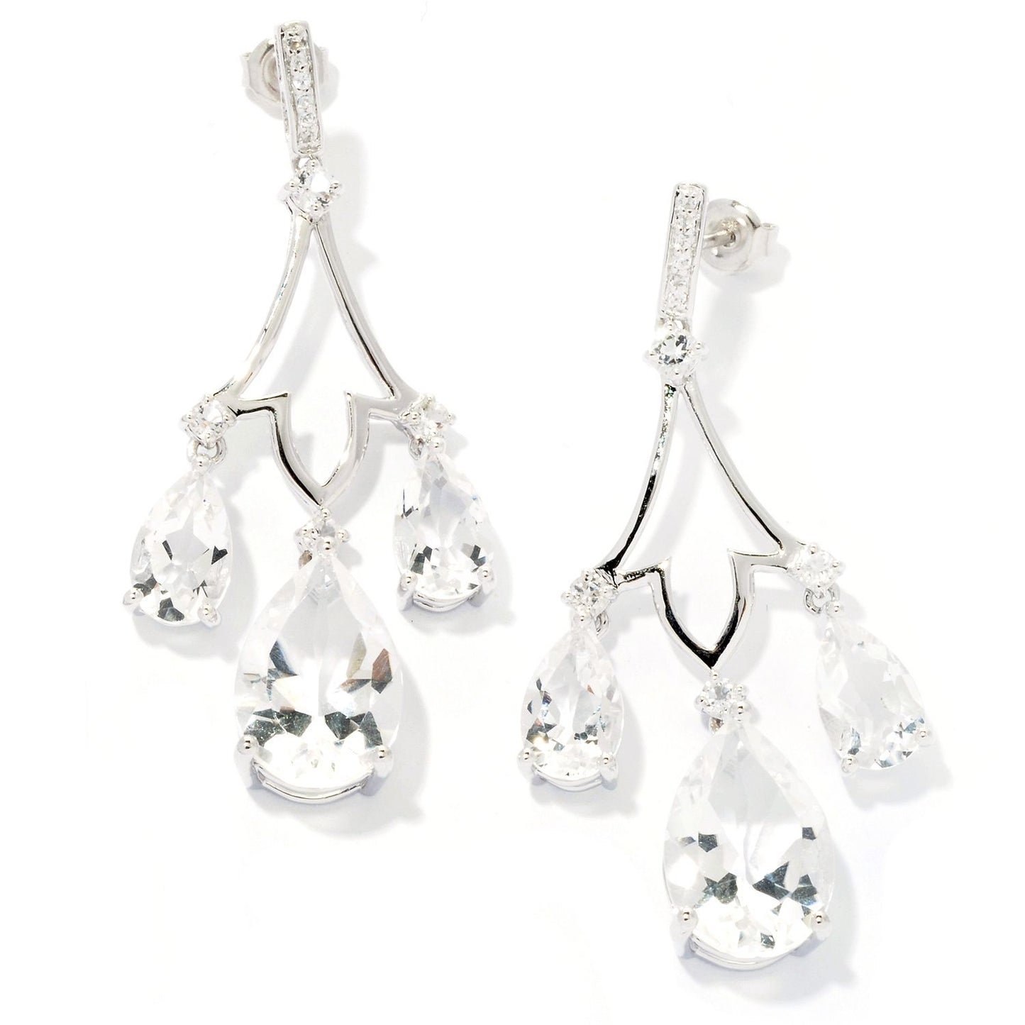 Pinctore Platinum o/Silver 29.20ctw White CZ Chandelier Earring 2.00'L - pinctore