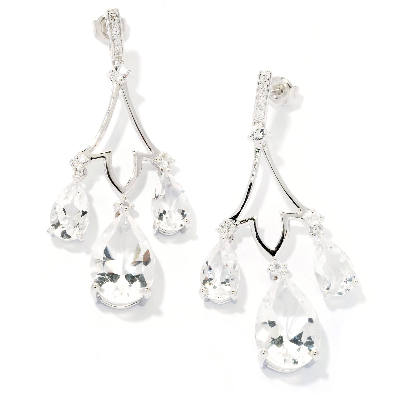 Pinctore Platinum o/Silver 29.20ctw White CZ Chandelier Earring 2.00'L - pinctore