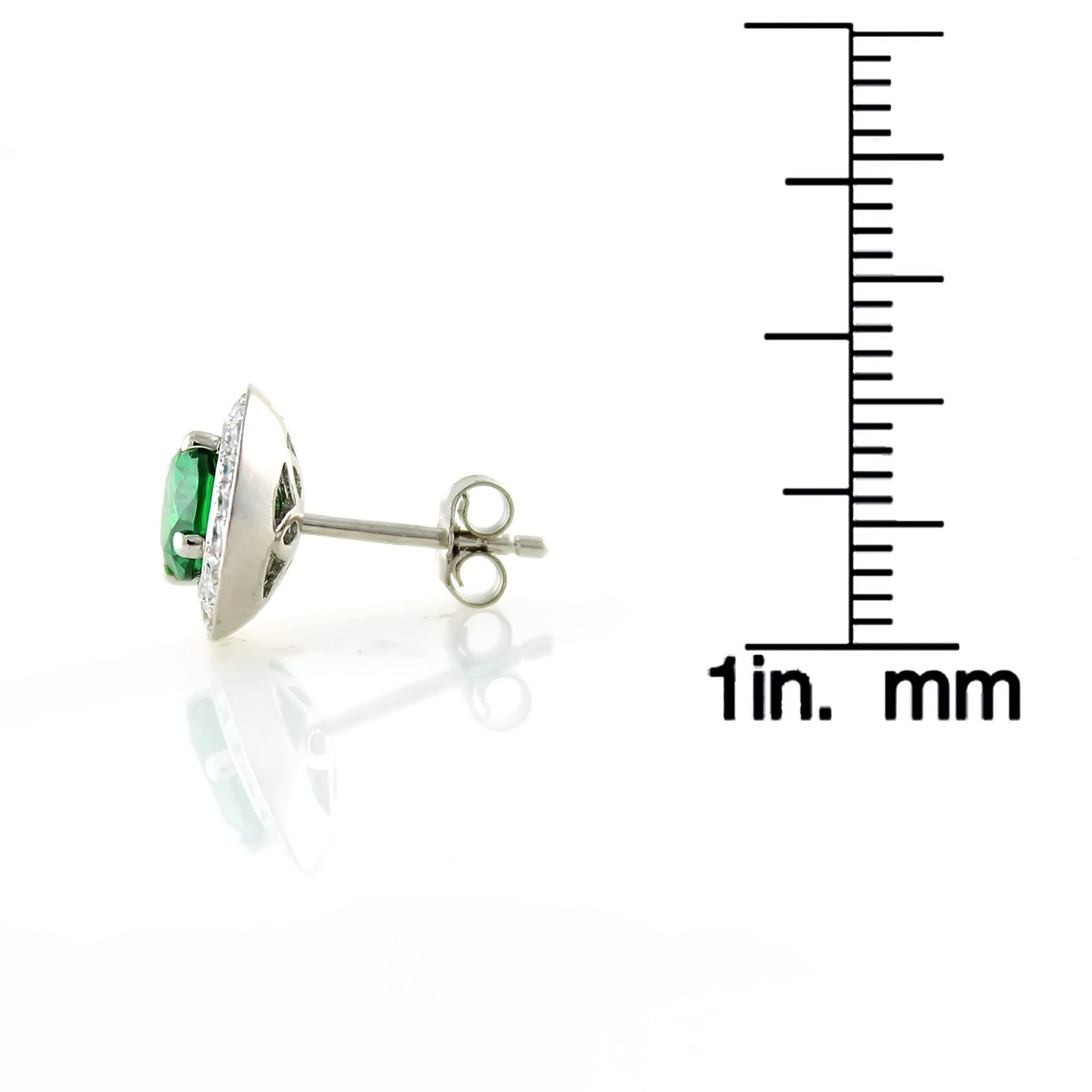 Pinctore Platinum o/Silver 3.42ctw Green Emerald Color CZ Studs Earring 0.43'L