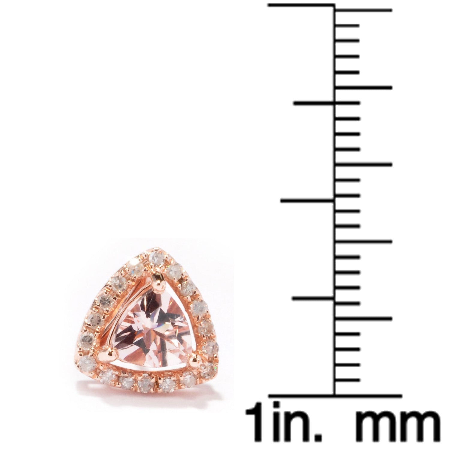 10k Rose Gold Morganite & Diamond Trillion Stud Earring - Pinctore