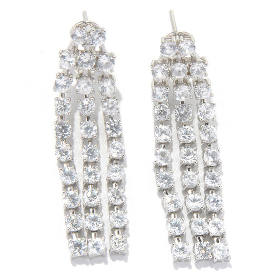 Pinctore Sterling Silver 9.74ctw White Natural Zircon Drop & Dangle Earring 1.62'L - pinctore