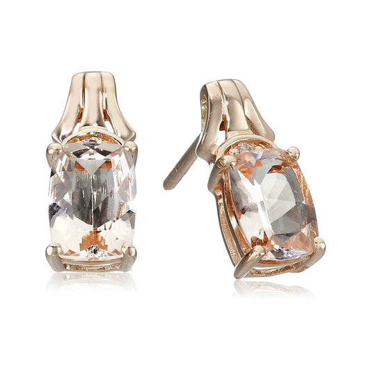 10Kt Gold Morganite, Diamond Stud Earring