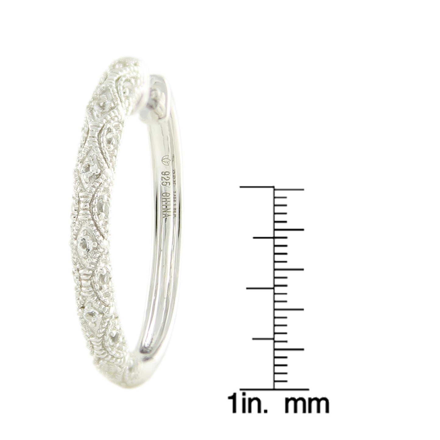 Pinctore Sterling Silver 0.68ctw White Topaz Hoops Earring 1.12'L