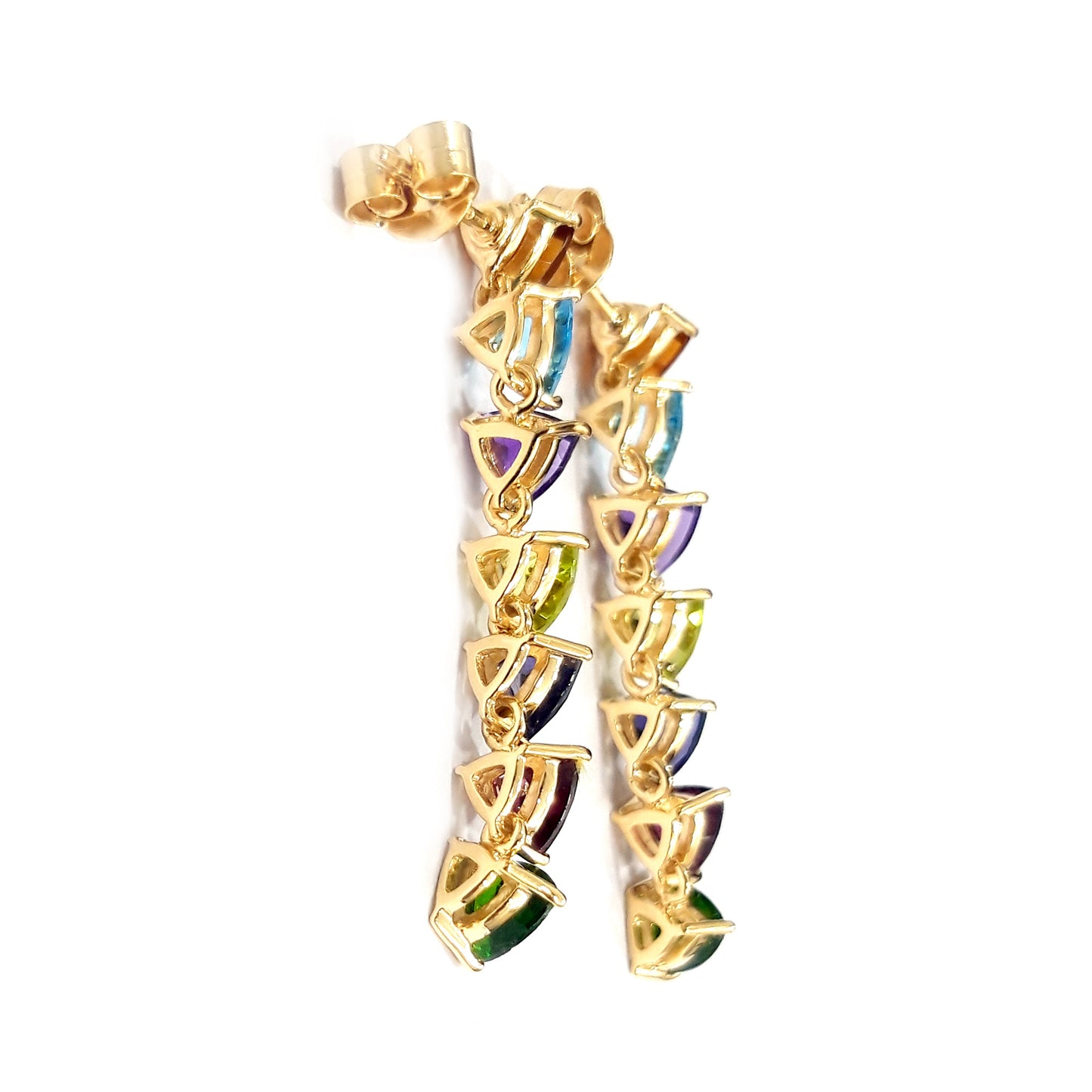 925 Sterling Silver Multi Gemstone Dangle Earring - Pinctore