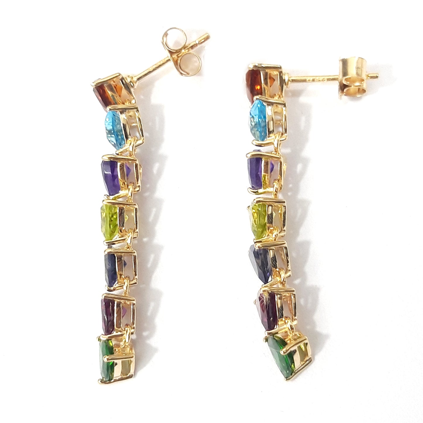 925 Sterling Silver Multi Gemstone Dangle Earring - Pinctore