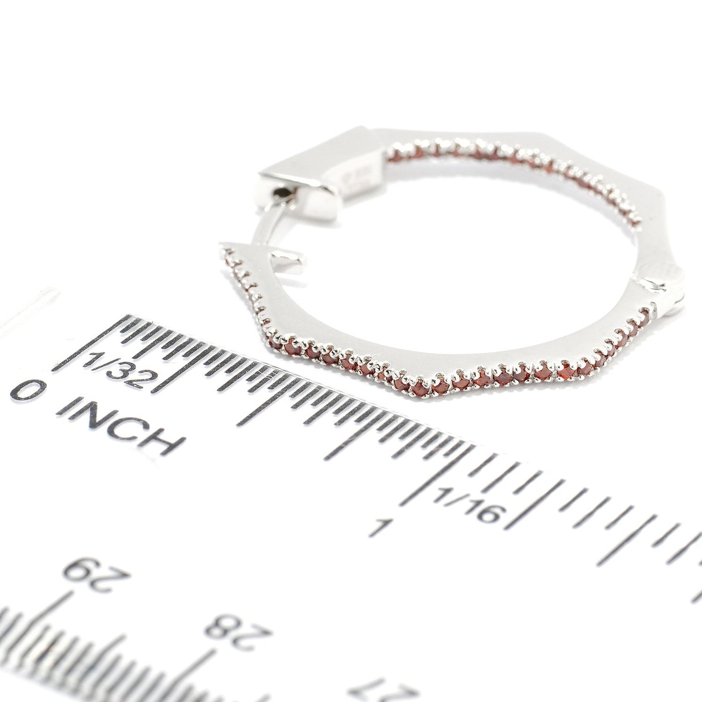 Pinctore Sterling Silver 0.89ctw Brown Zircon Inside-out Hoops Earring 1.12'L