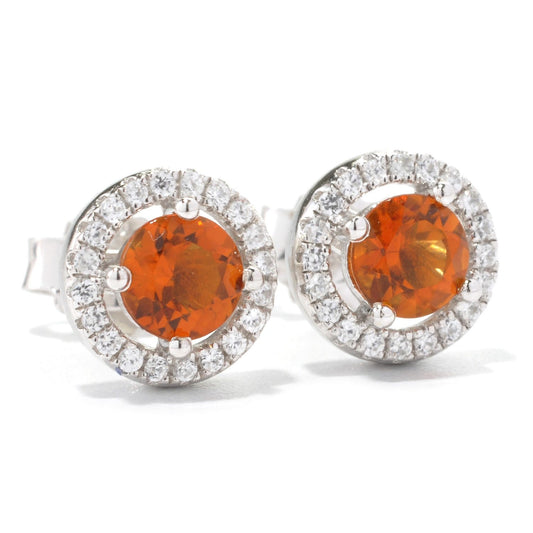 Pinctore Platinum o/Silver 1.03ctw Madeira Citrine Stud Earrings - pinctore