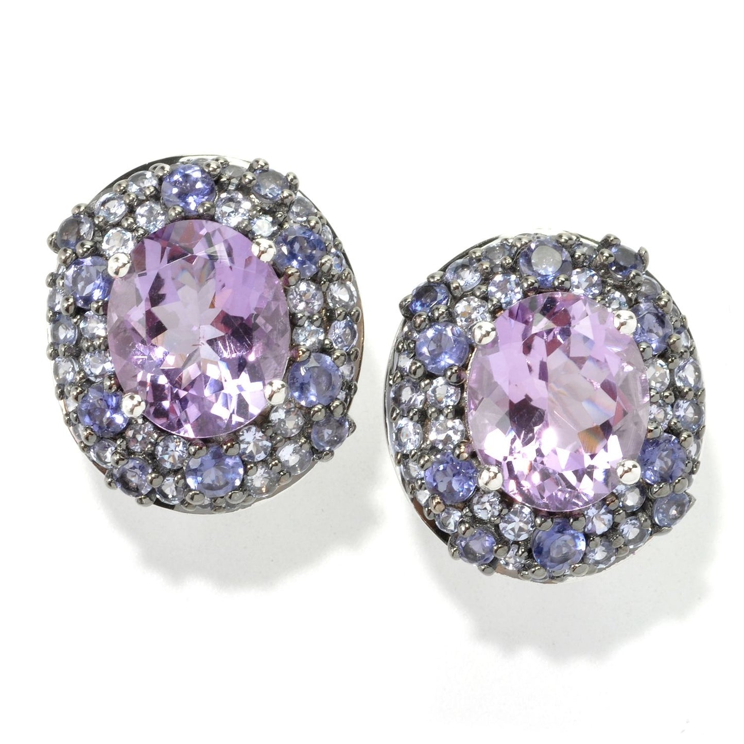Pinctore Platinum o/Silver 12.18ctw African Amethyst Studs Earring 0.81'L - pinctore