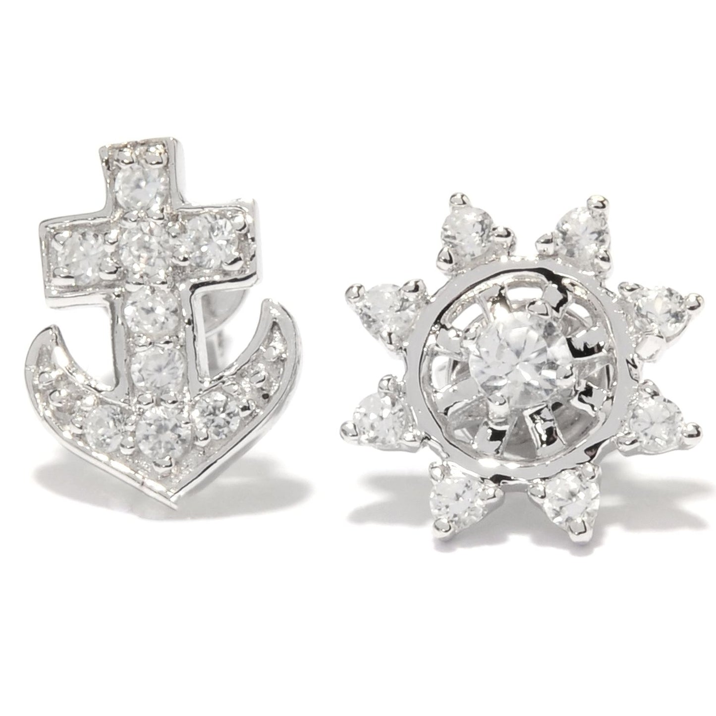 Pinctore Platinum Sterling Silver 0.47ctw White Natural Zircon Studs Earring 0.62'L
