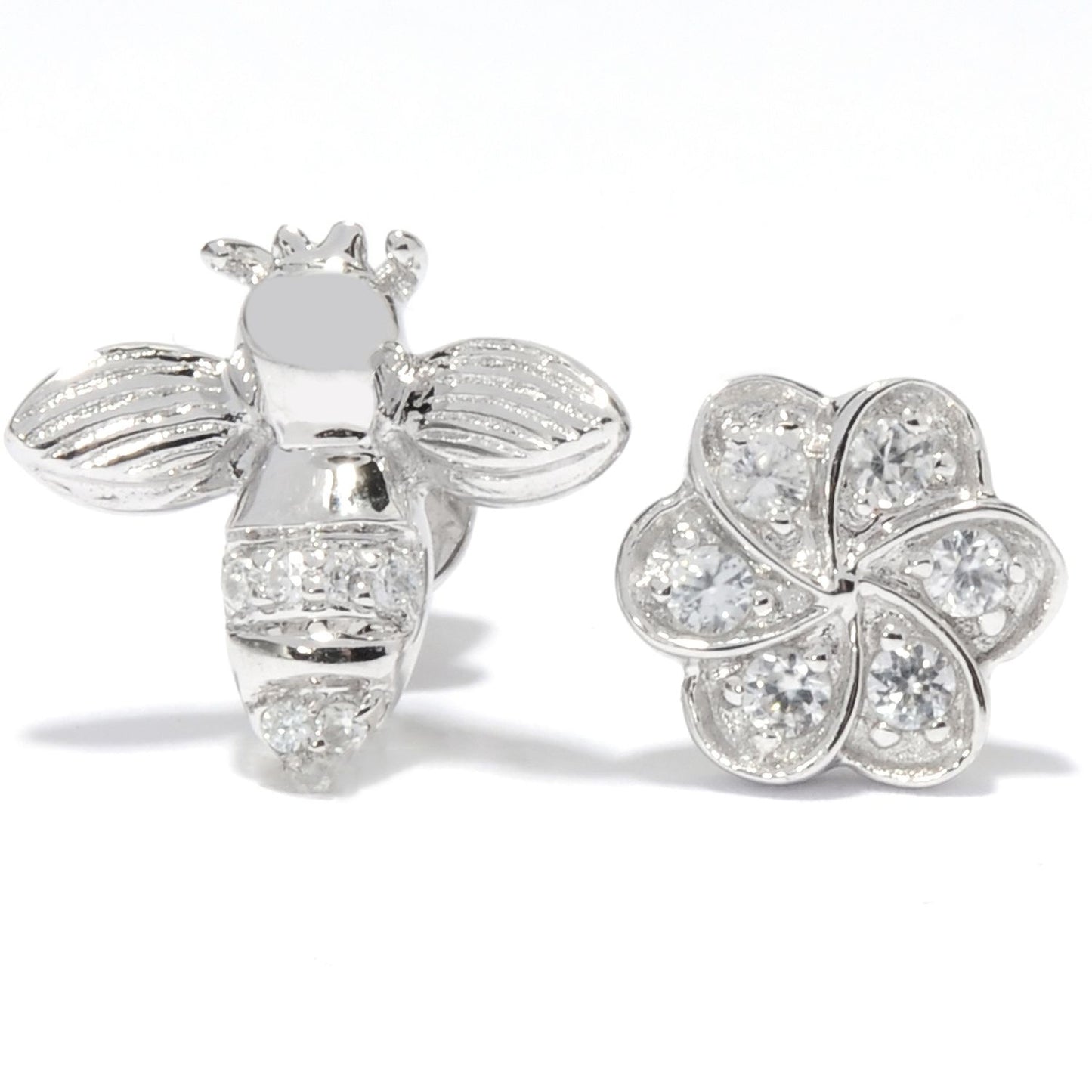 Pinctore Platinum Sterling Silver 0.26ctw White Natural Zircon Studs Earring 0.43'L