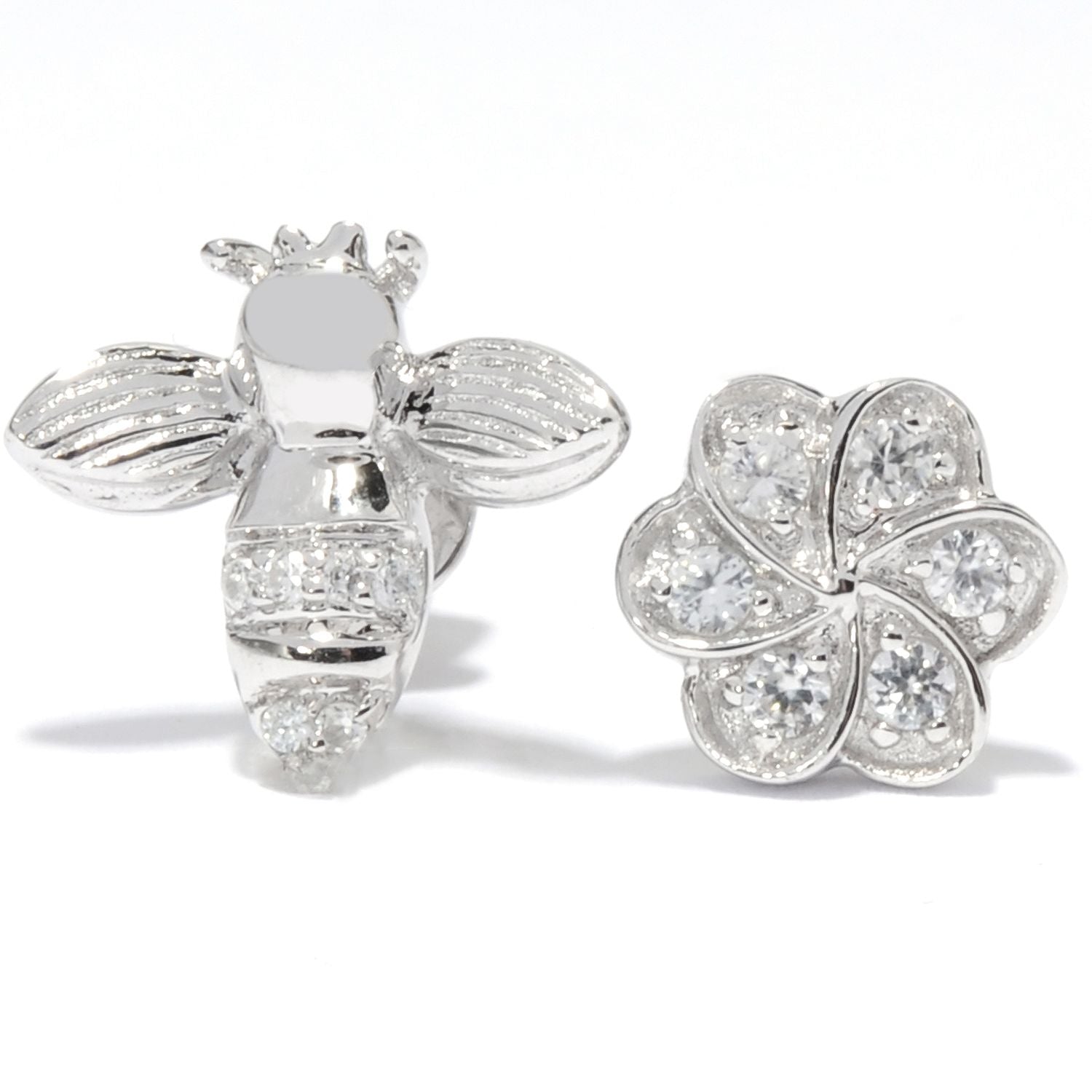 Pinctore Platinum Sterling Silver 0.26ctw White Natural Zircon Studs Earring 0.43'L