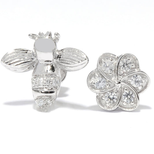 Pinctore Platinum Sterling Silver 0.26ctw White Natural Zircon Studs Earring 0.43'L