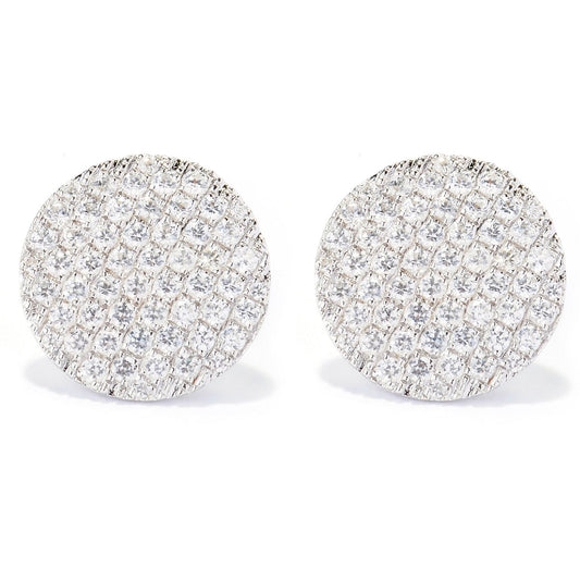 Pinctore Sterling Silver 2.25ctw White Natural Zircon Studs Earring 0.56'L