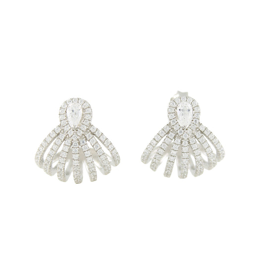 Pinctore Sterling Silver 0.50ctw White CZ Huggies Earring 0.62'L - pinctore