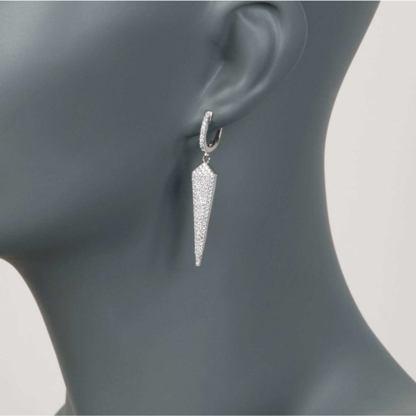 Pinctore Sterling Silver 1.50ctw White CZ Pointed Drop & Dangle Earrings