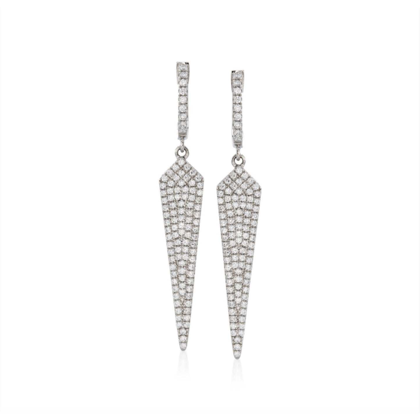 Pinctore Sterling Silver 1.50ctw White CZ Pointed Drop & Dangle Earrings - pinctore