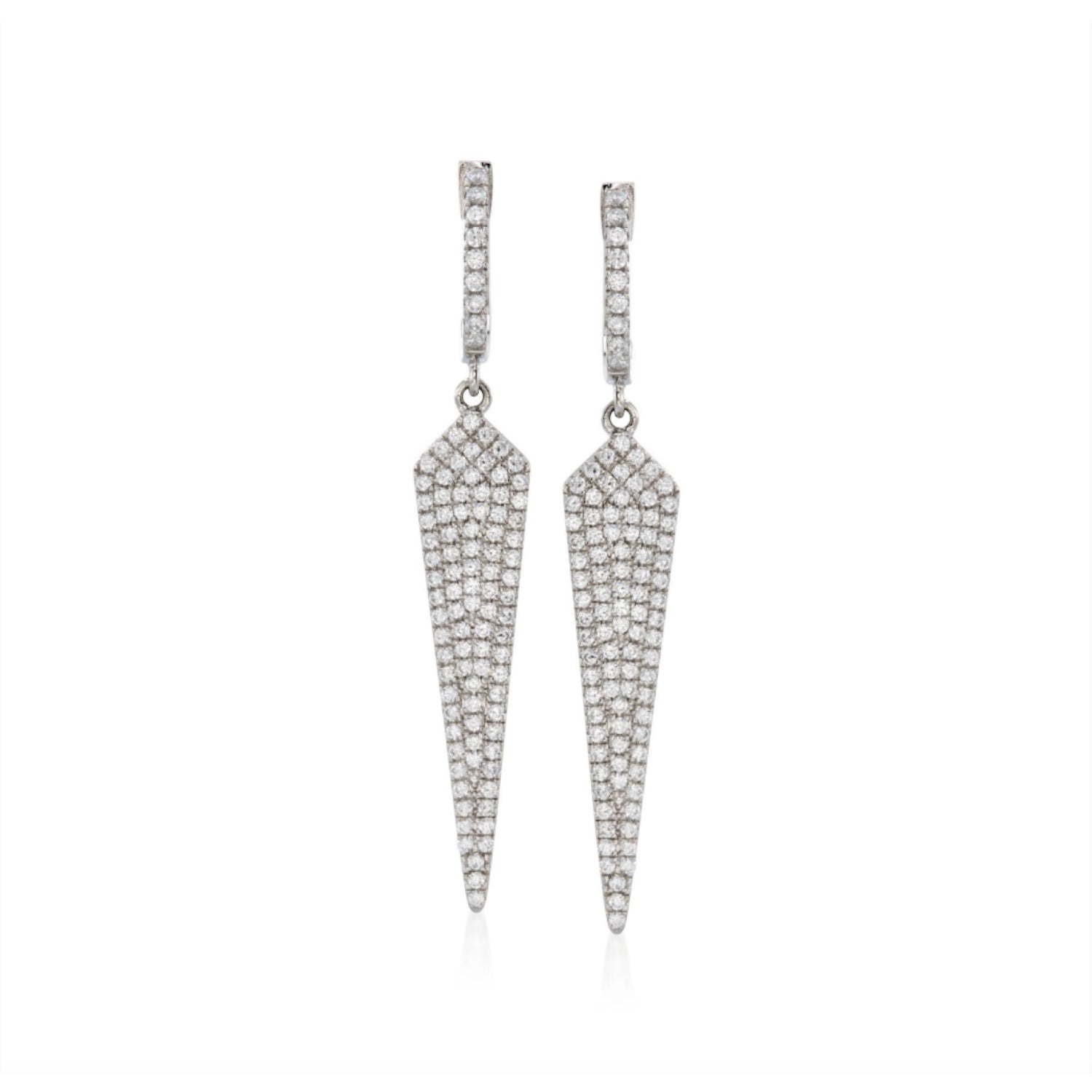 Pinctore Sterling Silver 1.50ctw White CZ Pointed Drop & Dangle Earrings - pinctore