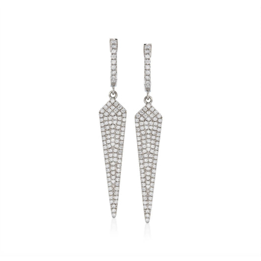 Pinctore Sterling Silver 1.50ctw White CZ Pointed Drop & Dangle Earrings - pinctore