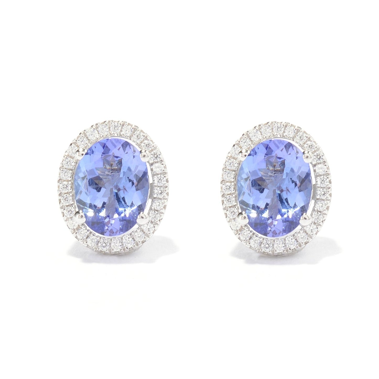 Pinctore Rhodium Over Sterling Silver 4.03ctw Tanzanite Stud Earrings 0.4'L - pinctore
