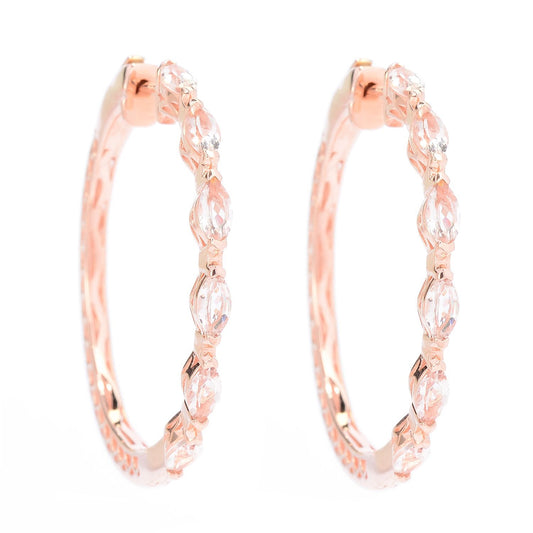 925 Sterling Silver Morganite Earring - Pinctore