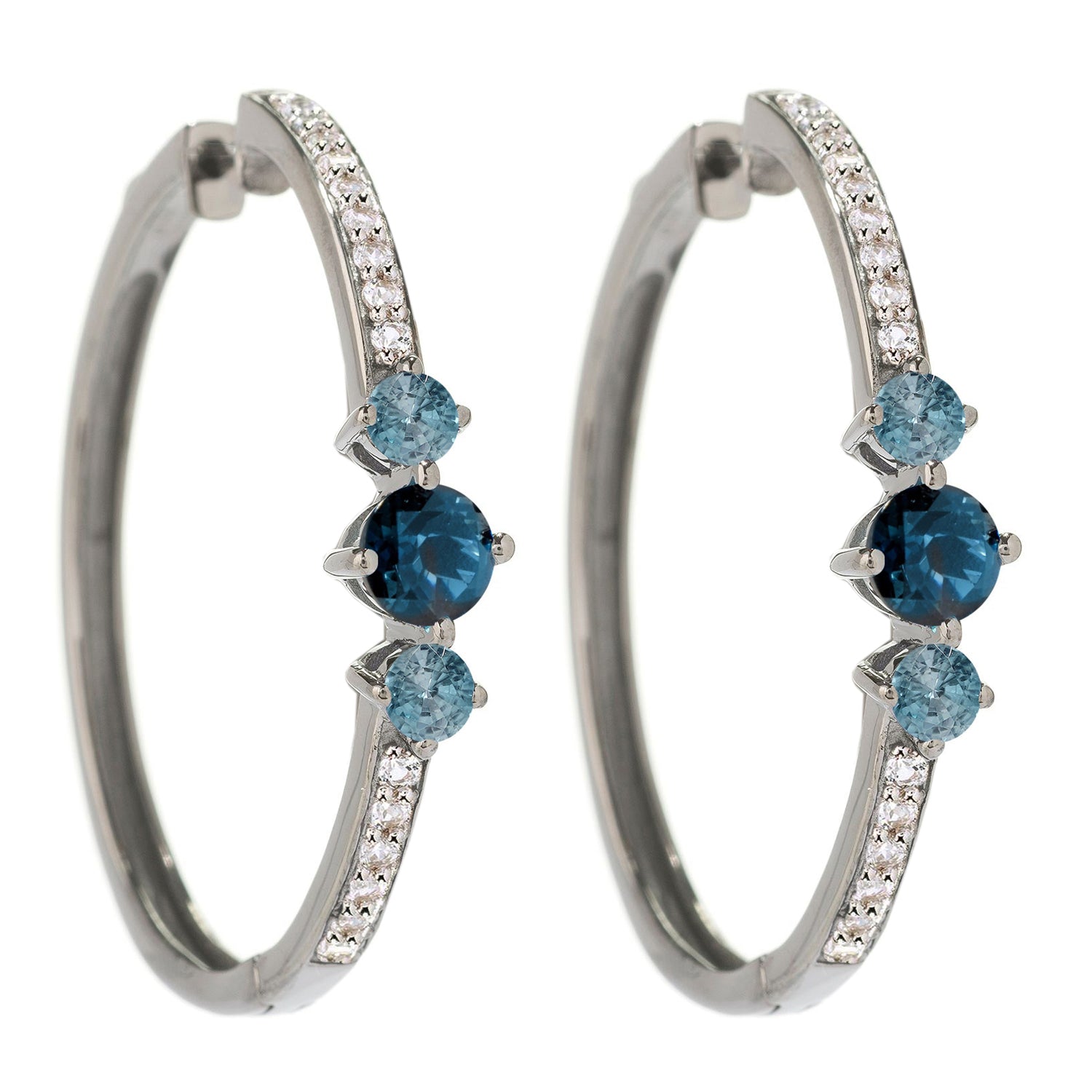 Pinctore Sterling SIlver 925 London Blue Topaz Drop & Dengle Earring