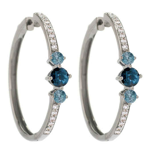 Pinctore Sterling SIlver 925 London Blue Topaz Drop & Dengle Earring
