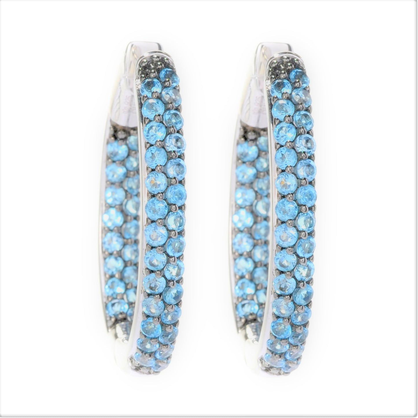 925 Sterling Silver Swiss Blue Topaz Hoop Earring