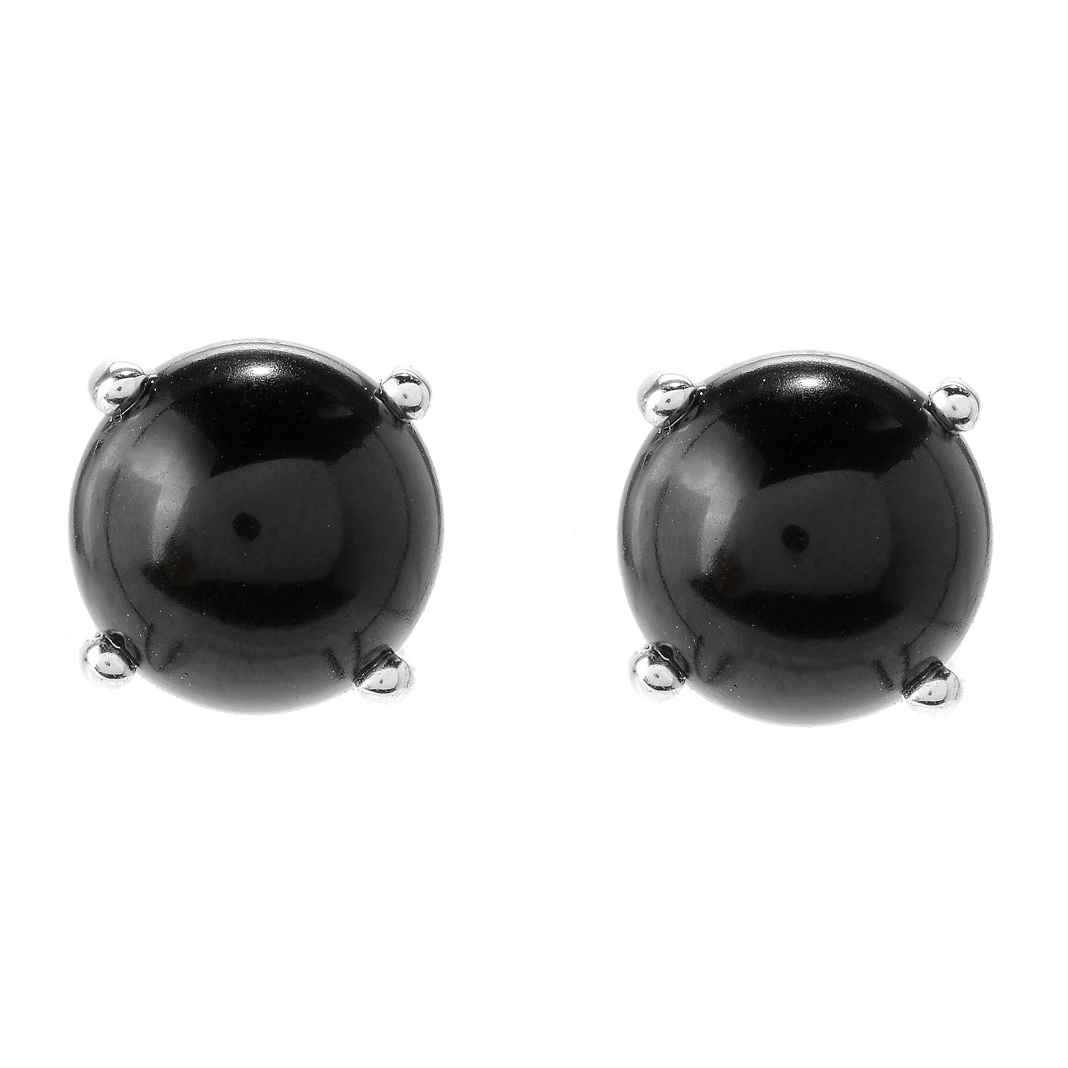 Pinctore Sterling Silver 10mm Round dyed milky blue aquamarine Stud Earrings - pinctore