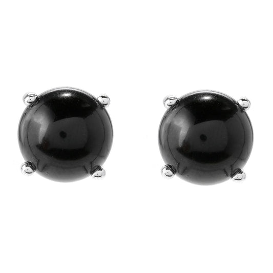 Pinctore Sterling Silver 10mm Round dyed milky blue aquamarine Stud Earrings - pinctore