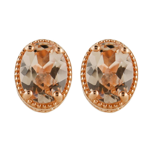 Pinctore 14K Rose Vermeil 2.23ctw Morganite Oval Shaped Studs Earrings