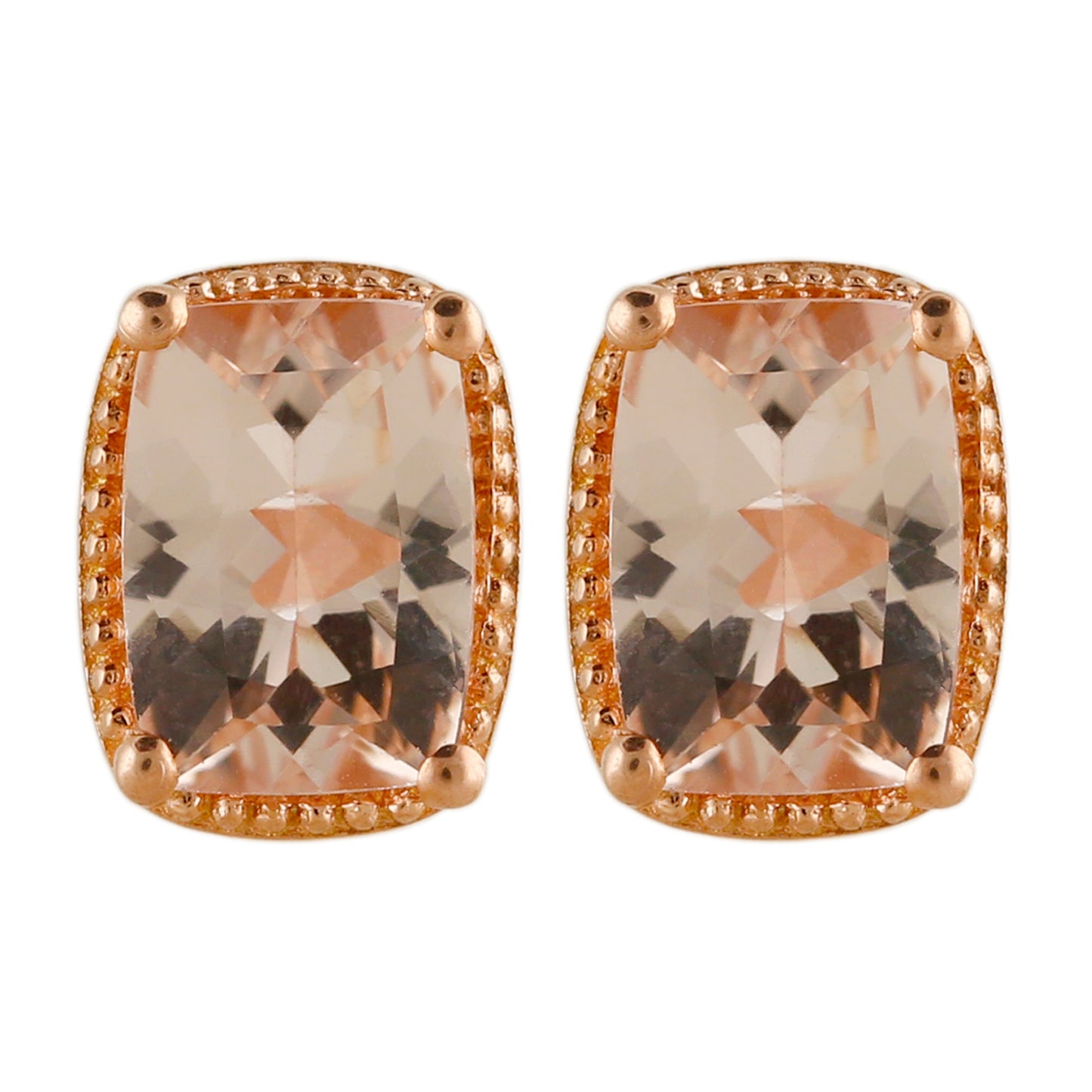 Pinctore 14K Rose Vermeil 1.5ctw Morganite Earrings - pinctore