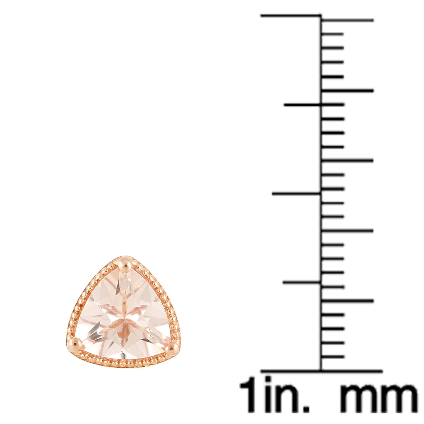Pinctore 14K Rose Gold Over Sterling Silver 2ctw Morganite Triangle Shaped Stud Earrings - pinctore