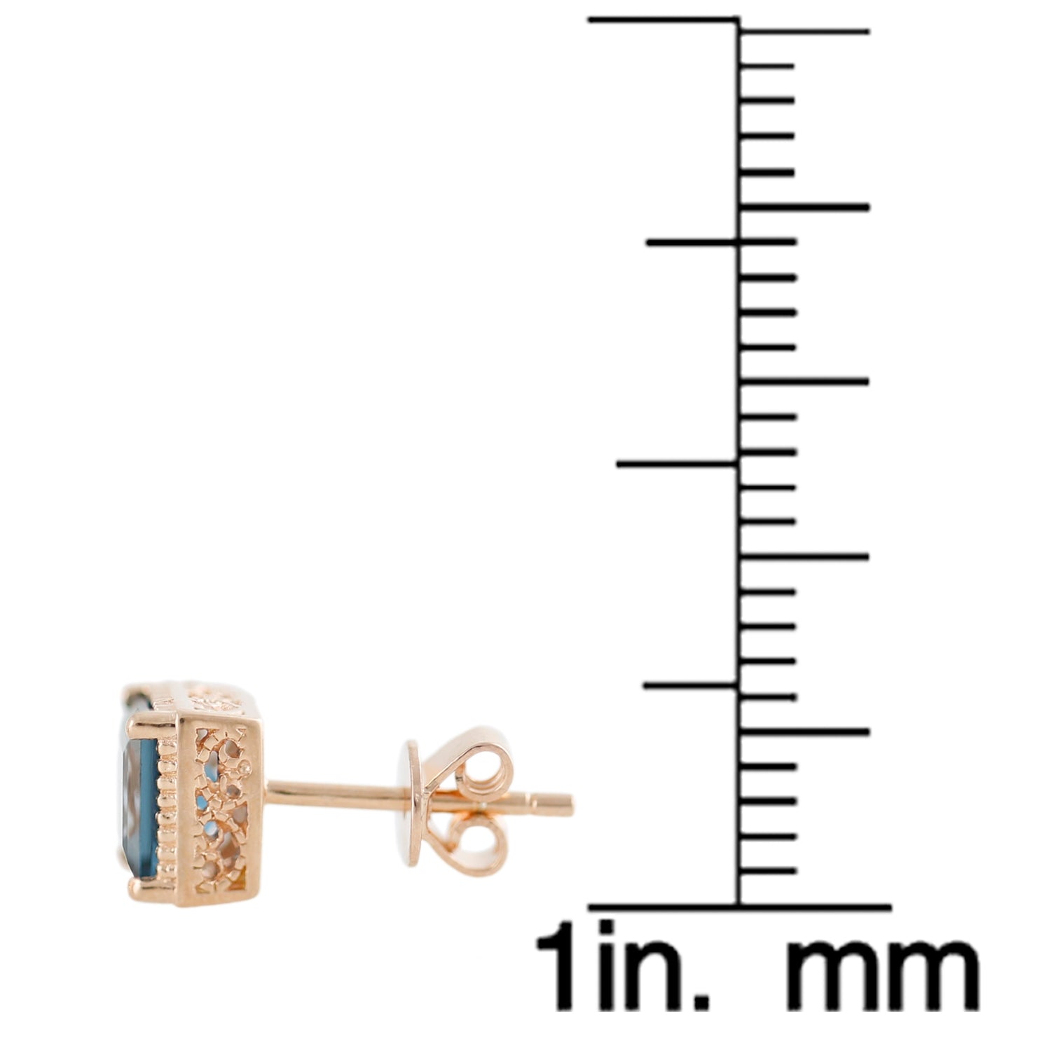 Pinctore 14K Rose Gold Over Ster Silver 2.4ctw London Blue Topaz Square Shaped Earrings - pinctore