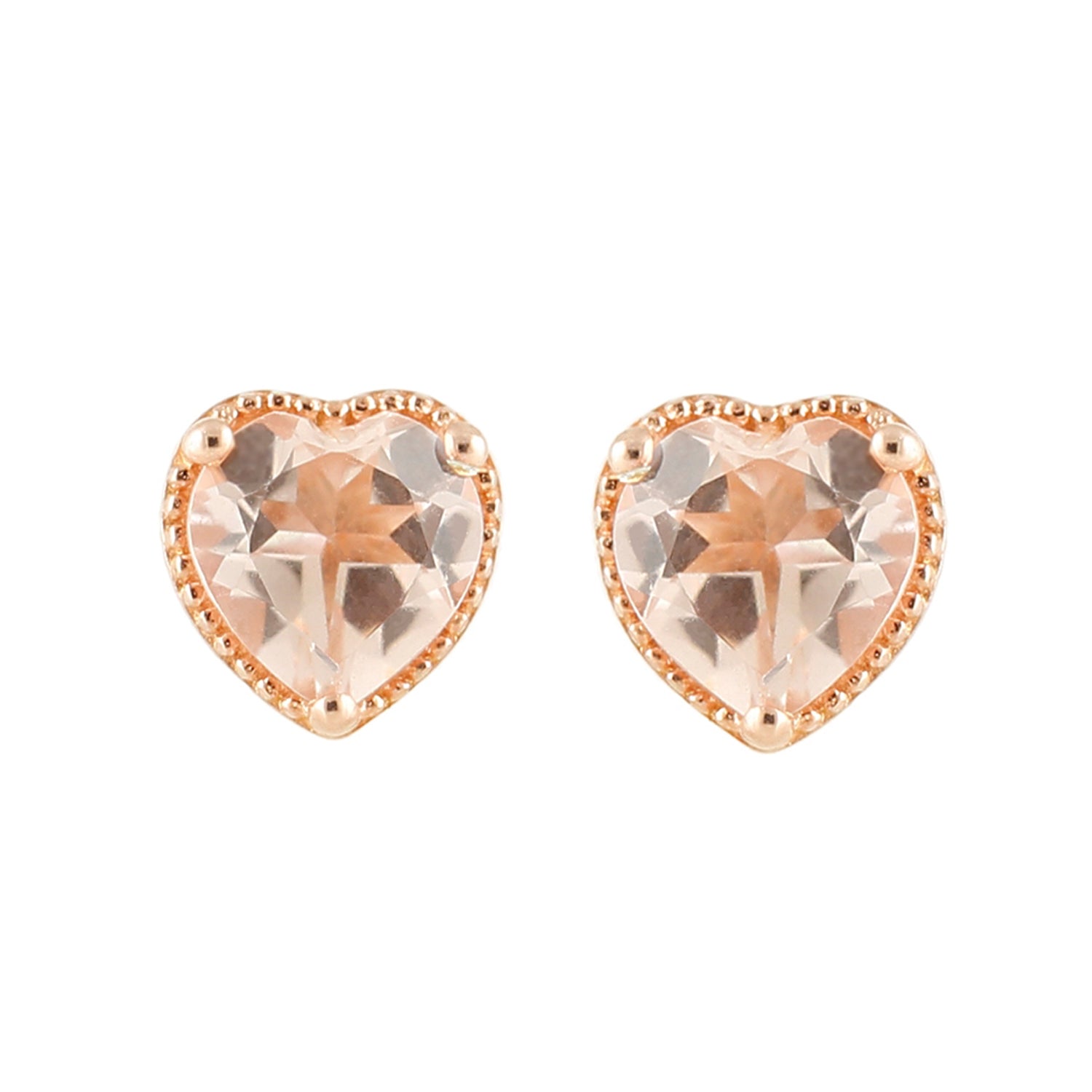 Pinctore 14K Rose Gold Over Sterling Silver 1.3ctw Morganite Stud Earrings - pinctore