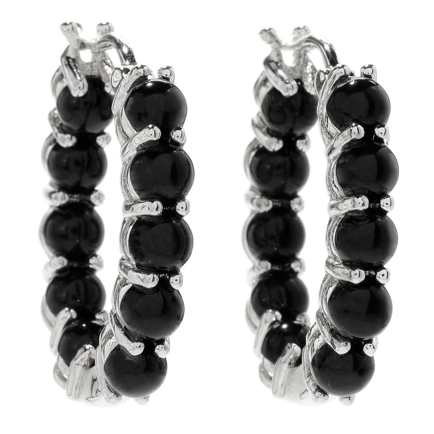 925 Sterling Silver Colorado Black Moon Hoop Earring