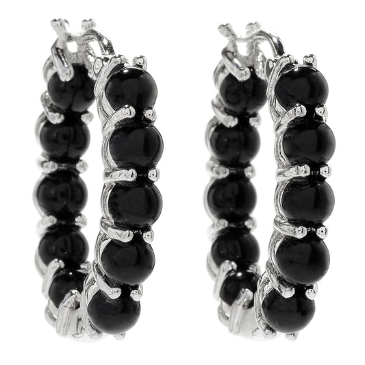 925 Sterling Silver Colorado Black Moon Hoop Earring