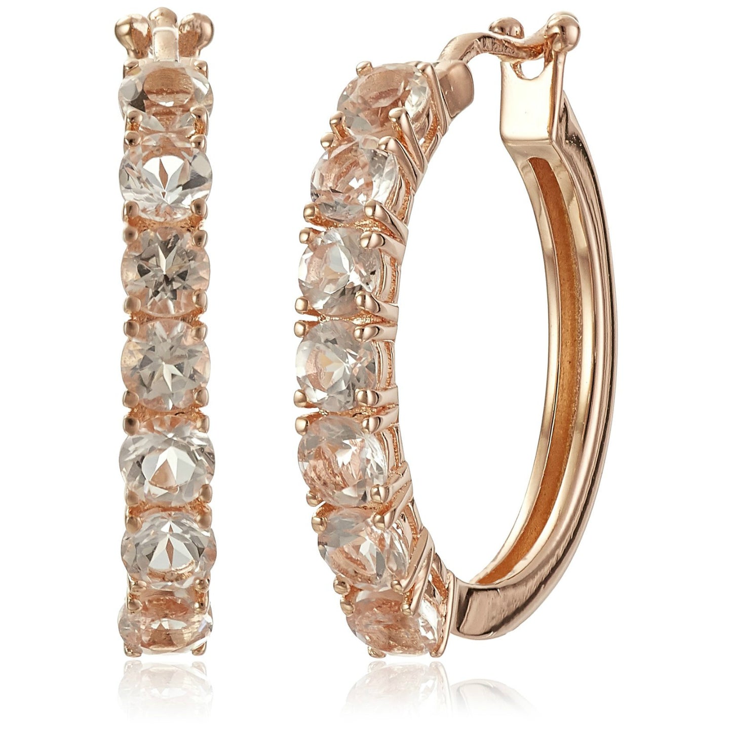 925 Sterling Silver Morganite Hoop Earring