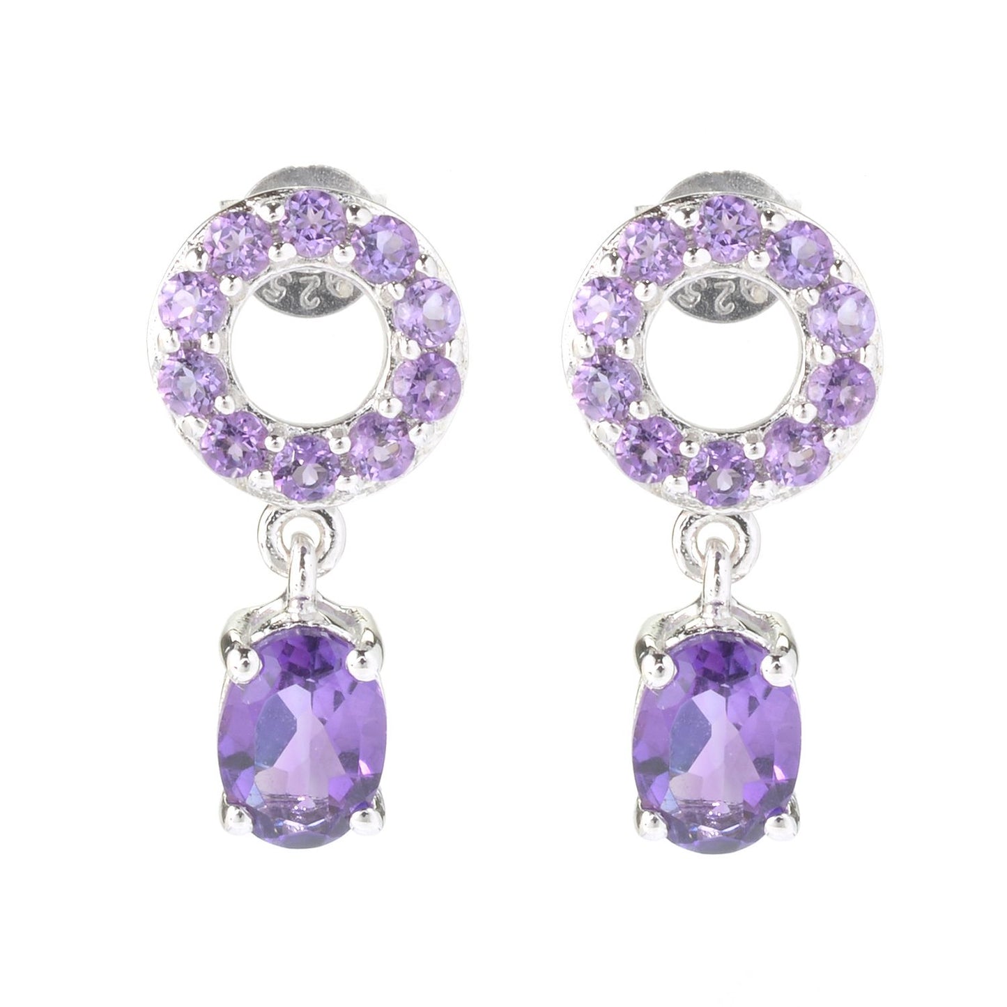 Sterling Silver 2Ctw African Amethyst Earrings