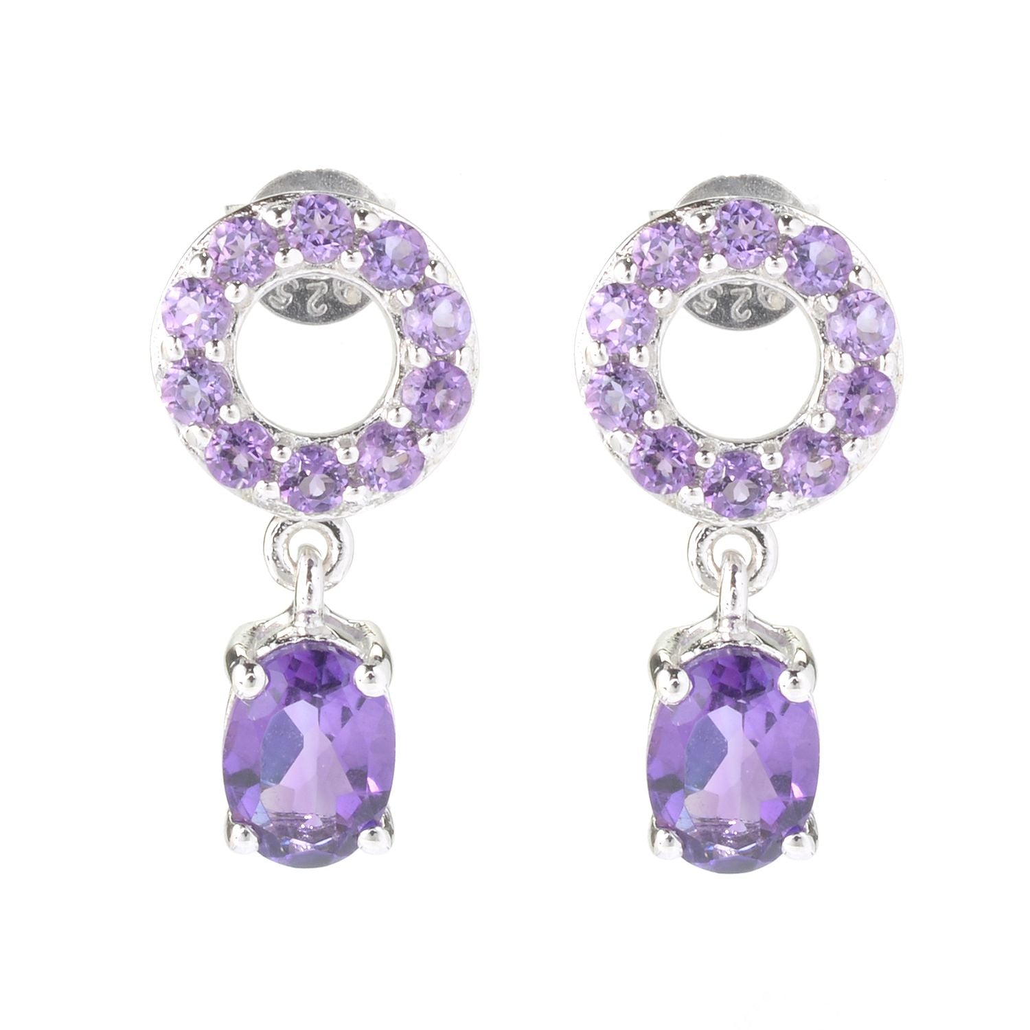 Sterling Silver 2Ctw African Amethyst Earrings