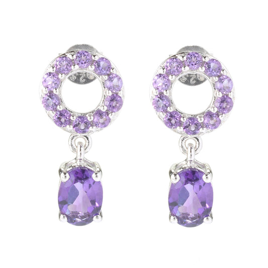 Sterling Silver 2Ctw African Amethyst Earrings