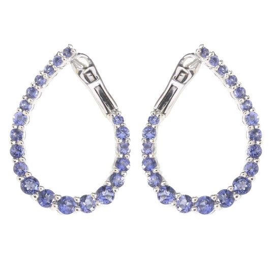 Pinctore Sterling Silver Iolite Inside-out Hoop Earrings - pinctore