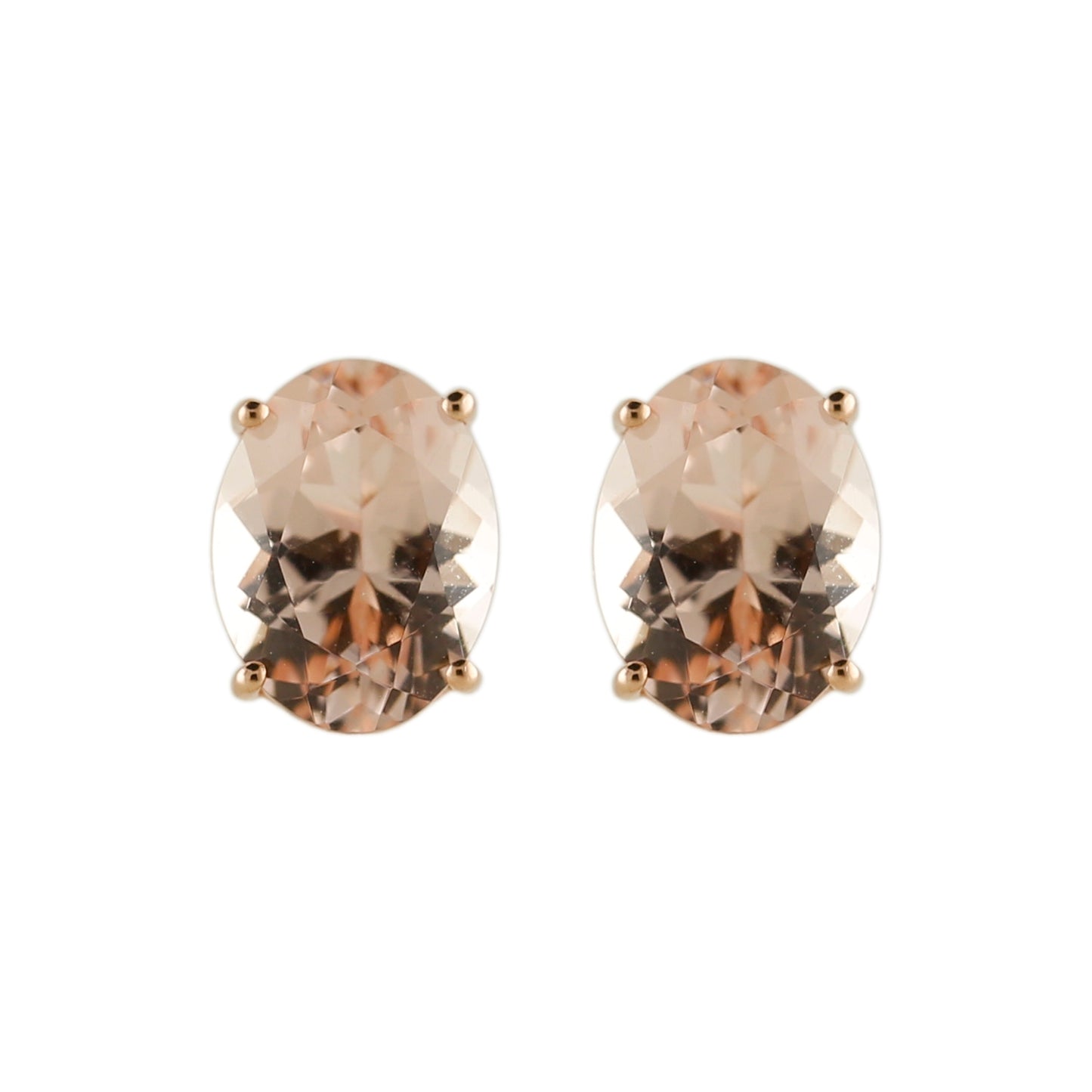 10k Rose Gold Morganite Oval Stud Earring - Pinctore