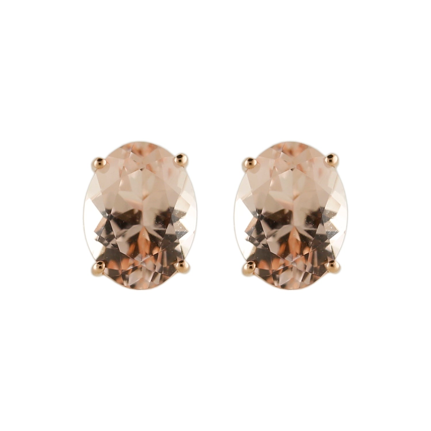 10k Rose Gold Morganite Oval Stud Earring - Pinctore