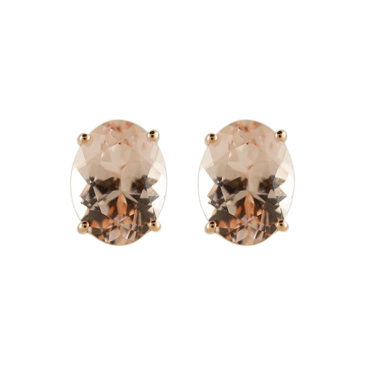 10k Rose Gold Morganite Oval Stud Earring - Pinctore