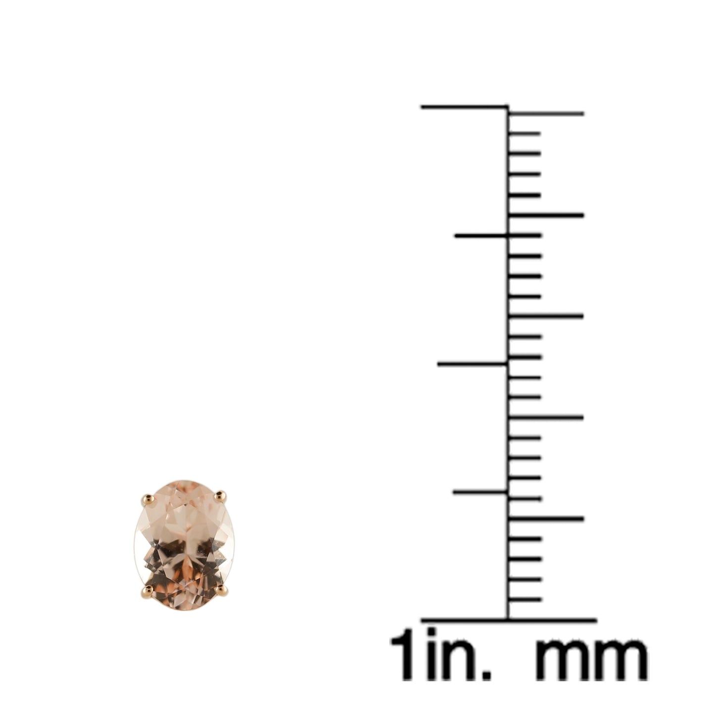 10k Rose Gold Morganite Oval Stud Earring - Pinctore