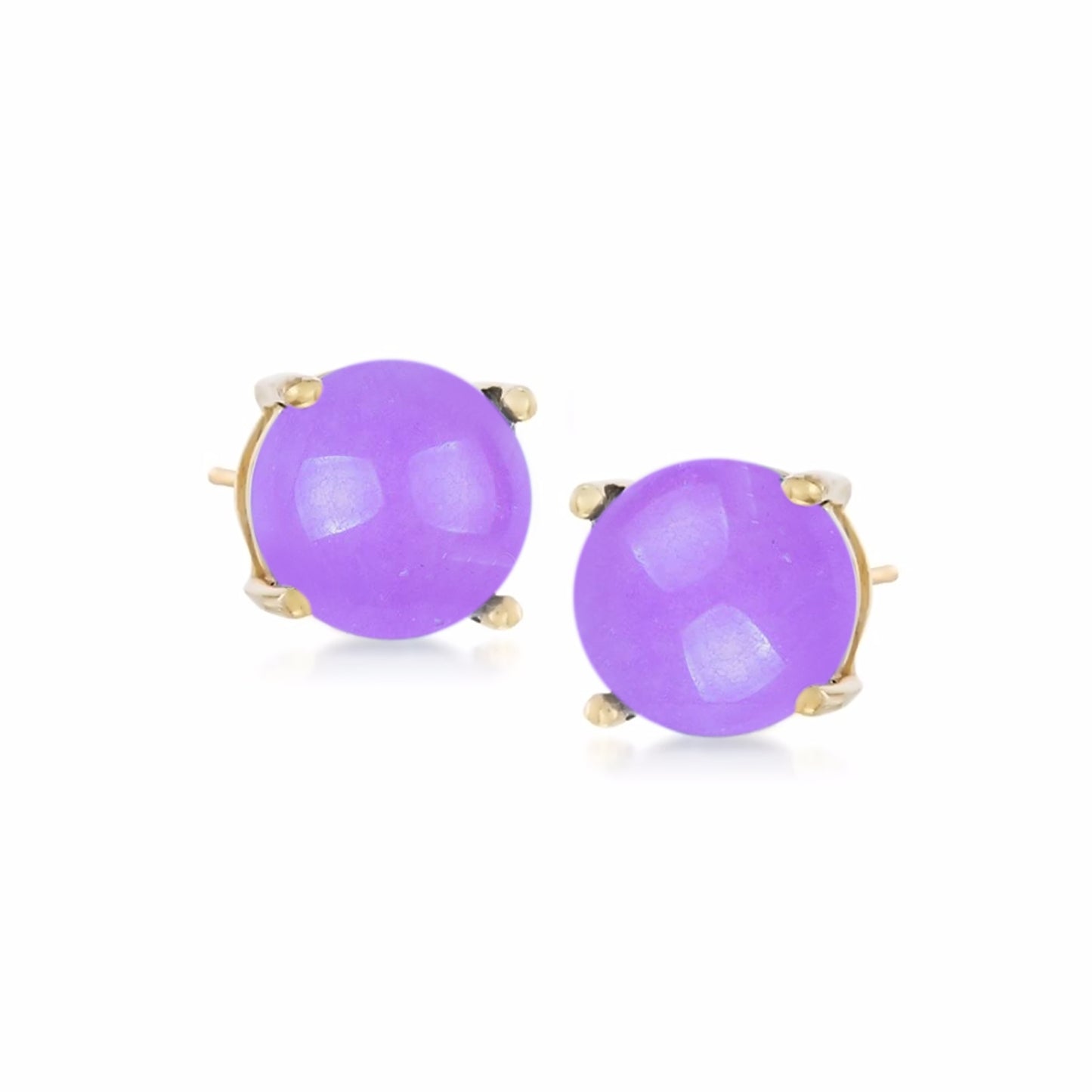 18K Yellow Plating Over Sterling Silver 8mm Round Genuine Gemstone Stud Earrings