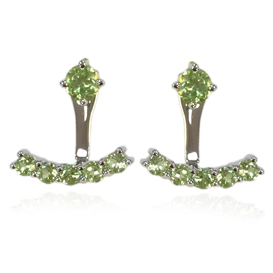 925 Sterling Silver Peridot 2 in 1 Earring - Pinctore