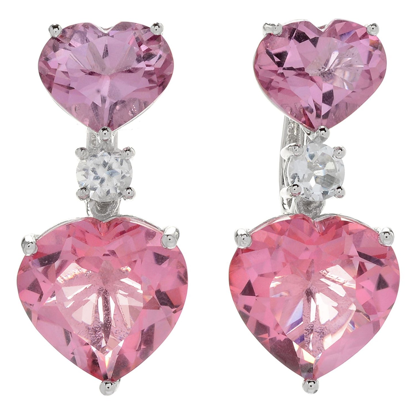 Pinctore Sterling Silver 1.25" 26.24ctw Pink Quartz Drop Earrings