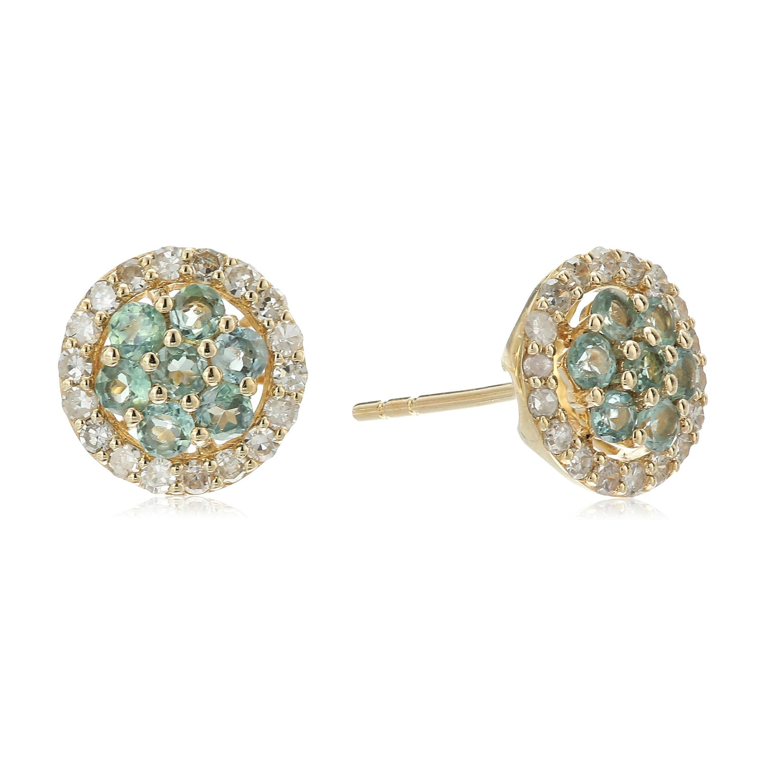 14k Yellow Gold Alexandrite And Diamond Stud Earrings (1/4 cttw, H-I Color, I1-I2 Clarity) - pinctore